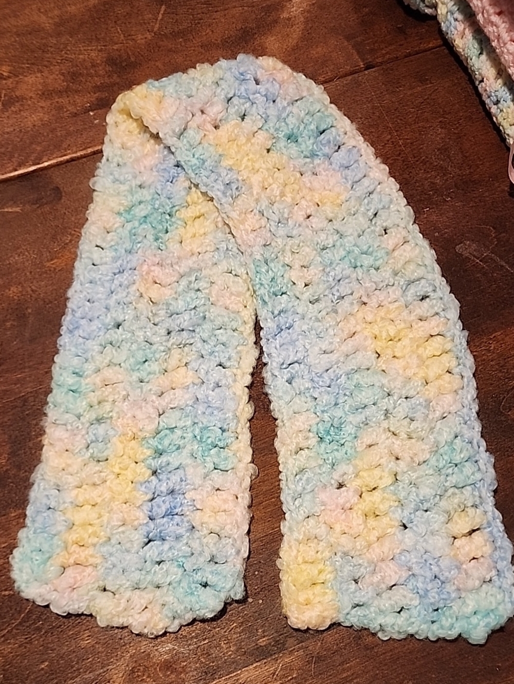 Hand Crafted Pastel Multi-Color Crochet Kids Scarf - Soft Baby Hues